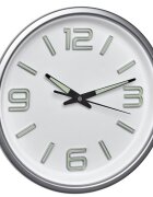 TFA Ceas de perete silentios analog cu cifre si ace luminoase cadran alb cu argintiu