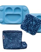TIDY TOT Set pentru diversificare cu farfurie si gentuta pentru gustare albastru