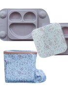 TIDY TOT Set pentru diversificare cu farfurie si gentuta pentru gustare sandmauve