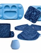 TIDY TOT Set premium pentru diversificare Fleur Jardin albastru