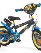 TOIMSA Bicicleta copii Batman 14 inch cu roti ajutatoare si sticluta de apa cu suport scaun si ghidon reglabile pe inaltime frana de mana pe ambele roti anvelope cu profil gros