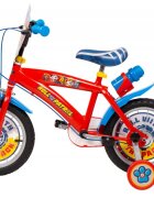 TOIMSA Bicicleta copii Paw Patrol Boy Red 14 inch cu roti ajutatoare si sticluta de apa cu suport scaun si ghidon reglabile pe inaltime frana de mana pe ambele roti anvelope cu profil gros