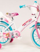 TOIMSA Bicicleta copii Paw Patrol Girl 16 inch cu cosulet frontal si scaunel pentru papusi de la 5 ani inaltimea recomandata 110-120 cm scaun si ghidon reglabile roti ajutatoare detasabile