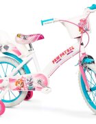 TOIMSA Bicicleta copii Paw Patrol Girl 16 inch cu cosulet frontal si scaunel pentru papusi de la 5 ani inaltimea recomandata 110-120 cm scaun si ghidon reglabile roti ajutatoare detasabile