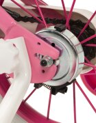 TOIMSA Bicicleta copii Peppa Pig Pink 16 inch cu cosulet frontal si scaunel pentru papusi de la 5 ani inaltimea recomandata 110-120 cm scaun si ghidon reglabile roti ajutatoare detasabile