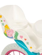 TOIMSA Bicicleta copii Peppa Pig Pink 16 inch cu cosulet frontal si scaunel pentru papusi de la 5 ani inaltimea recomandata 110-120 cm scaun si ghidon reglabile roti ajutatoare detasabile