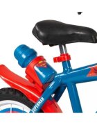 TOIMSA Bicicleta copii Superman 14 inch cu roti ajutatoare si sticluta de apa cu suport scaun si ghidon reglabile pe inaltime frana de mana pe ambele roti anvelope cu profil gros
