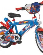 TOIMSA Bicicleta copii Superman 14 inch cu roti ajutatoare si sticluta de apa cu suport scaun si ghidon reglabile pe inaltime frana de mana pe ambele roti anvelope cu profil gros