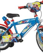 TOIMSA Bicicleta copii Superman 16 inch cu roti ajutatoare si sticluta de apa cu suportde la 5 ani inaltimea recomandata intre 110-120 cm scaun si ghidon reglabile pe inaltime