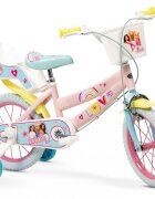 TOIMSA Bicicleta pentru copii Barbie 16 inch cu roti ajutatoare cos frontal si scaun pentru papusi