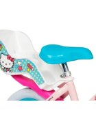 TOIMSA Bicicleta pentru copii Hello Kitty 12 inch varsta 3-5 ani inaltime 85-100 cm reglabila cos frontal si scaun pentru papusi roti ajutatoare