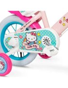 TOIMSA Bicicleta pentru copii Hello Kitty 12 inch varsta 3-5 ani inaltime 85-100 cm reglabila cos frontal si scaun pentru papusi roti ajutatoare