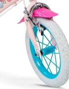 TOIMSA Bicicleta pentru copii Hello Kitty 12 inch varsta 3-5 ani inaltime 85-100 cm reglabila cos frontal si scaun pentru papusi roti ajutatoare