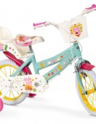 TOIMSA Bicicleta pentru fetite Peppa Pig Green 14 inch cu roti ajutatoare 2 cosulete frana de mana pe ambele roti scaun si ghidon reglabile pe inaltime
