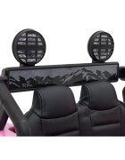 Toyota Masinuta electrica pentru copii FJ Cruiser 4x4 roz 90W cu telecomanda sunete suspensii lumini panou audio scaun piele si roti din spuma Eva