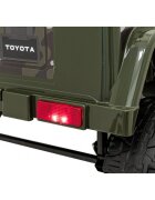 Toyota Masinuta electrica pentru copii FJ Cruiser 4x4 verde 90W cu telecomanda sunete suspensii lumini panou audio scaun piele si roti din spuma Eva