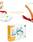 Toyz by Caretero Antepremergator transformabil 2in1 cu panou muzical si Salteluta de joaca Pink