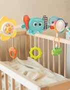 Toyz by Caretero Arcada senzoriala cu jucarii pentru caruciorpatutscaun auto copii Toyz Elephant cu zornaitori oglinda si jucarii gingivale prindere universala