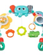 Toyz by Caretero Arcada senzoriala cu jucarii pentru caruciorpatutscaun auto copii Toyz Elephant cu zornaitori oglinda si jucarii gingivale prindere universala