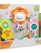 Toyz by Caretero Arcada senzoriala cu jucarii pentru caruciorpatutscaun auto copii Toyz Lion cu zornaitori oglinda si jucarii gingivale prindere universala