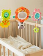 Toyz by Caretero Arcada senzoriala cu jucarii pentru caruciorpatutscaun auto copii Toyz Lion cu zornaitori oglinda si jucarii gingivale prindere universala