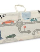 Toyz by Caretero Covoras pliabil multifunctional pentru copii Toyz Fomee Street 200x180x1cm cu 2 fete din spuma cifre si litere 3D fara substante nocive antiderapant izolator termic geanta transport inclusa