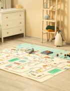 Toyz by Caretero Covoras pliabil multifunctional Toyz pentru copii cu 2 fetedin spuma XPE fara substante nocive antiderapant izolator termic 200x180x1 cm geanta transport inclusa Cars
