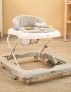 Toyz by Caretero Premergator pentru copii pliabil 2in1 Toyzcu functie balansoar panou educational inaltime reglabila si opritori de siguranta Timon Grey