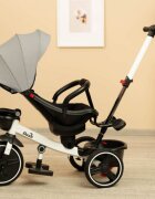 Toyz by Caretero Tricicleta pentru copii Toyz Dash Grey cu maner parental scaun reversibil si spatar reglabil cu pozitie de somn suport picioare frana si copertinapana la 25 kg