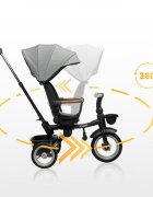 Toyz by Caretero Tricicleta pentru copii Toyz Saber Grey pliabila multifunctionala cu spatar reglabil si pozitie de somn copertina si maner parinte cu inaltime reglabila pana la 25 kg