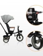 Toyz by Caretero Tricicleta pentru copii Toyz Saber Grey pliabila multifunctionala cu spatar reglabil si pozitie de somn copertina si maner parinte cu inaltime reglabila pana la 25 kg