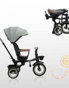 Toyz by Caretero Tricicleta pentru copii Toyz Saber Grey pliabila multifunctionala cu spatar reglabil si pozitie de somn copertina si maner parinte cu inaltime reglabila pana la 25 kg