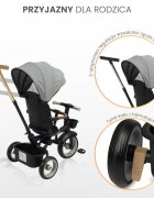 Toyz by Caretero Tricicleta pentru copii Toyz Saber Grey pliabila multifunctionala cu spatar reglabil si pozitie de somn copertina si maner parinte cu inaltime reglabila pana la 25 kg