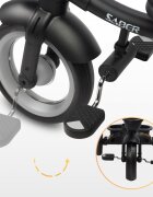 Toyz by Caretero Tricicleta pentru copii Toyz Saber Grey pliabila multifunctionala cu spatar reglabil si pozitie de somn copertina si maner parinte cu inaltime reglabila pana la 25 kg