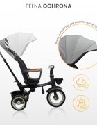 Toyz by Caretero Tricicleta pentru copii Toyz Saber Grey pliabila multifunctionala cu spatar reglabil si pozitie de somn copertina si maner parinte cu inaltime reglabila pana la 25 kg