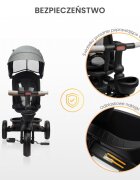 Toyz by Caretero Tricicleta pentru copii Toyz Saber Grey pliabila multifunctionala cu spatar reglabil si pozitie de somn copertina si maner parinte cu inaltime reglabila pana la 25 kg
