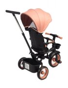 Toyz by Caretero Tricicleta pentru copii Toyz Saber Light Pink pliabila multifunctionala cu spatar reglabil si pozitie de somn copertina si maner parinte cu inaltime reglabila pana la 25 kg