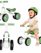 Trike Fix Bicicleta de echilibru fara pedale Tini V2 GreenWhite design cu patru roti roti EVA cadrul din otel carbon sarcina maxima 30 kg