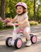 Trike Fix Bicicleta de echilibru fara pedale Tini V2 PinkWhite design cu patru roti roti EVA cadrul din otel carbon sarcina maxima 30 kg