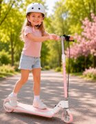 Trike Fix Trotineta pentru copii Pink cu ghidon ajustabil roti luminoase LED frana de mana si de picior capacitate maxima 100 kg