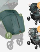 Tulano Carucior pentru copii Avignon Flower Collection 35 Green cu husa picioareprotectie ploaiepaturicaplasa insecte inclusepozitie somncapotina XXLsuspensii integratecadru usor 7.7 kgpana la 22 kg