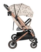 Tulano Carucior sport copii Lagos 35 Beige Gold cu pliere compacta tip troller husa picioare impermeabila si suport pahar incluse roti pivotante cu suspensii integrate parasolar XXL greutate admisa 15 kg