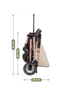 Tulano Carucior sport copii Lagos 35 Beige Gold cu pliere compacta tip troller husa picioare impermeabila si suport pahar incluse roti pivotante cu suspensii integrate parasolar XXL greutate admisa 15 kg