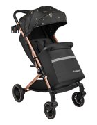 Tulano Carucior sport copii Lagos 35 Black Gold cu pliere compacta tip troller husa picioare impermeabila si suport pahar incluse roti pivotante cu suspensii integrate parasolar XXL greutate admisa 15 kg