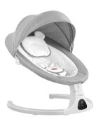 Tulano Leagan electric pentru copii Astrid Gri 35 cu Bluetooth senzor de miscare si telecomanda 5 viteze de leganarepliabil compact capotina reglabila cu plasa insecte
