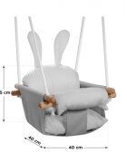 Tulano Leagan pentru copii cu structura din lemn si husa din bumbac Hop 33 Grey Rabbit cu centura de sigurantaspatarsezut moale utilizare interiorexterior greutate admisa 60 kg