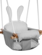 Tulano Leagan pentru copii cu structura din lemn si husa din bumbac Hop 33 Grey Rabbit cu centura de sigurantaspatarsezut moale utilizare interiorexterior greutate admisa 60 kg