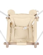 Tulano Leagan textil din lemn pentru copii Hop 30 Beige cu centura de sigurantaspatarsezut moale cu husa din bumbac utilizare interiorexterior greutate admisa 60 kg