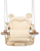 Tulano Leagan textil din lemn pentru copii Hop 30 Beige cu centura de sigurantaspatarsezut moale cu husa din bumbac utilizare interiorexterior greutate admisa 60 kg
