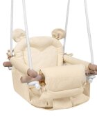 Tulano Leagan textil din lemn pentru copii Hop 30 Beige cu centura de sigurantaspatarsezut moale cu husa din bumbac utilizare interiorexterior greutate admisa 60 kg